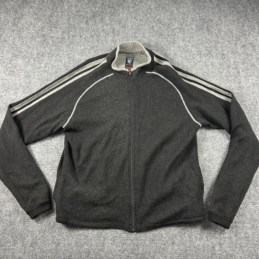 Kuhl Sweater Mens 2XL Black Full Zip Merino Wool Mock Neck Striped Hiking Jacket